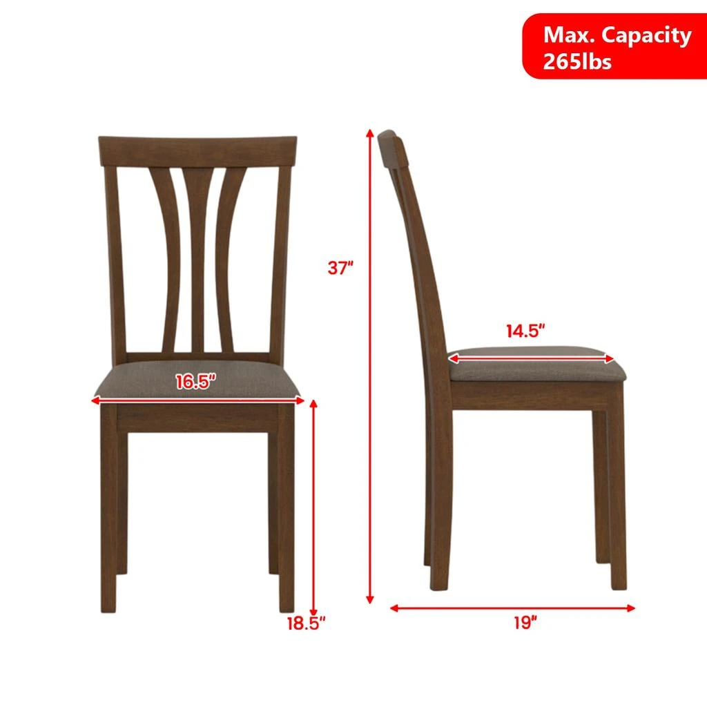 Hivvago Pair of 2 Rubber Wood Dining Chairs Featuring Linen Fabric Seats 3