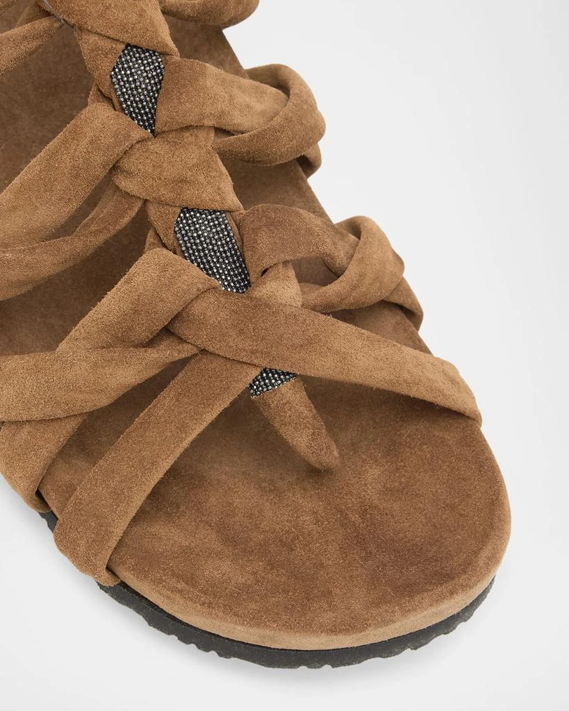 Brunello Cucinelli Suede Monili Gladiator Sandals 7