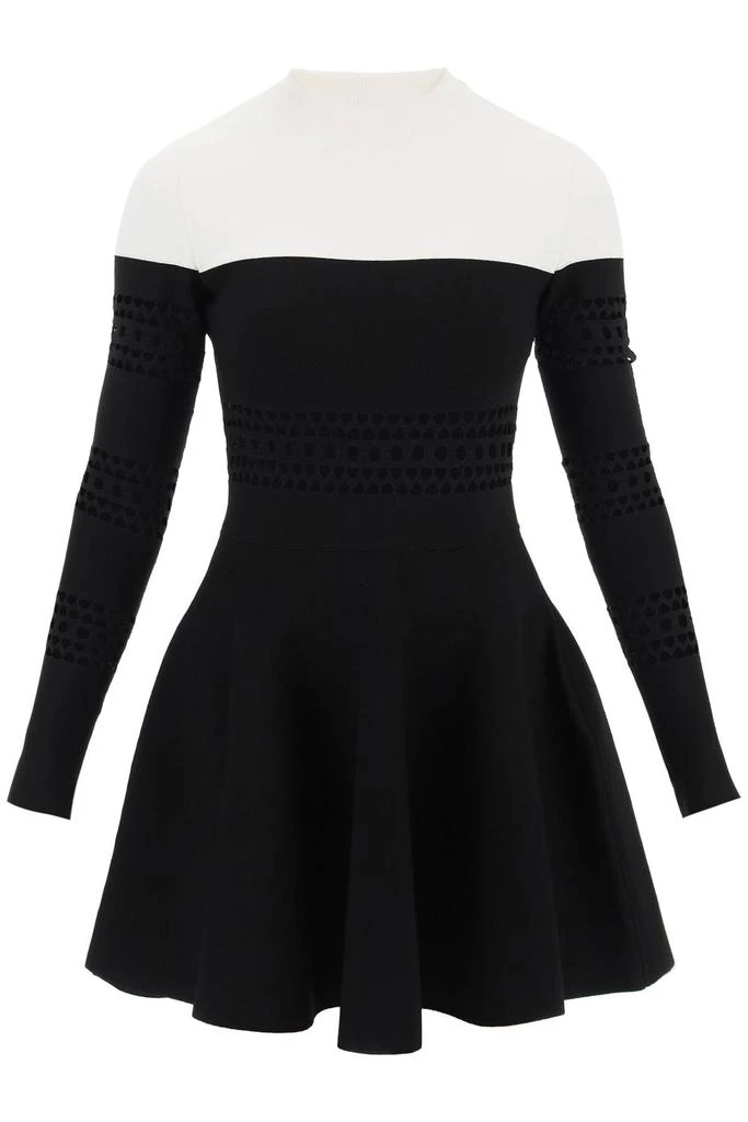 ALAIA perforated mini dress with flared skirt 1