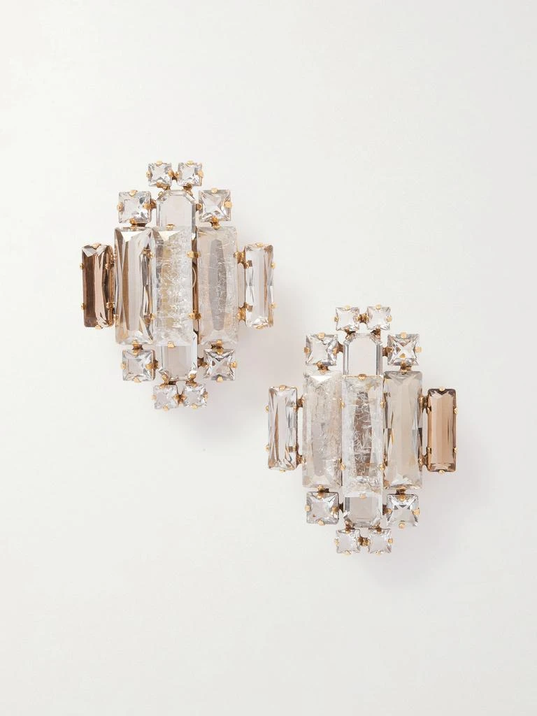 Yves Saint Laurent Oversized Gold-tone Crystal Clip Earrings