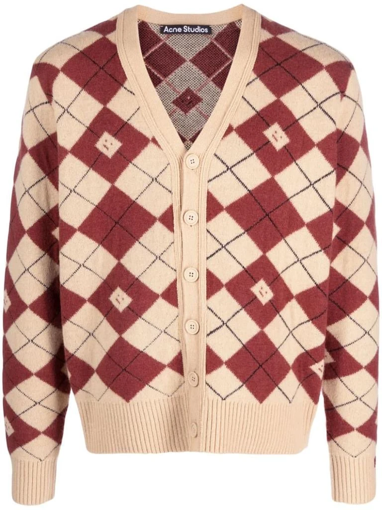 Acne Studios Logo-appliqué Diamond-pattern Cardigan 1
