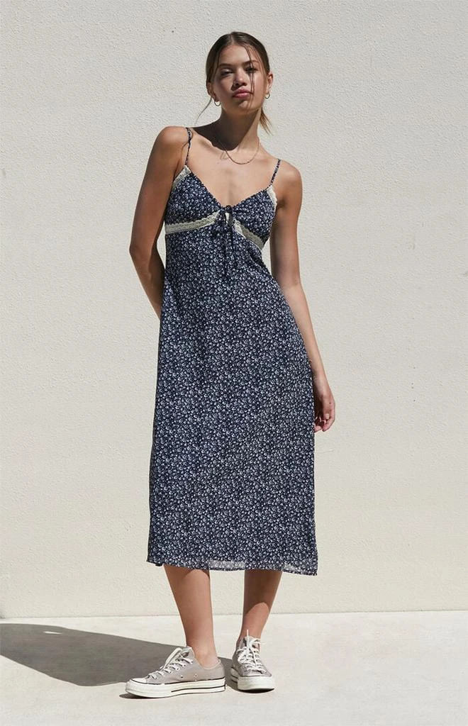 LA Hearts Floral Lace Trim Midi Dress 1