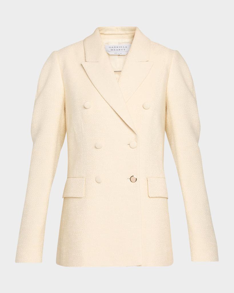 Gabriela Hearst Sedna Puff-Sleeve Double-Breasted Silk Blazer