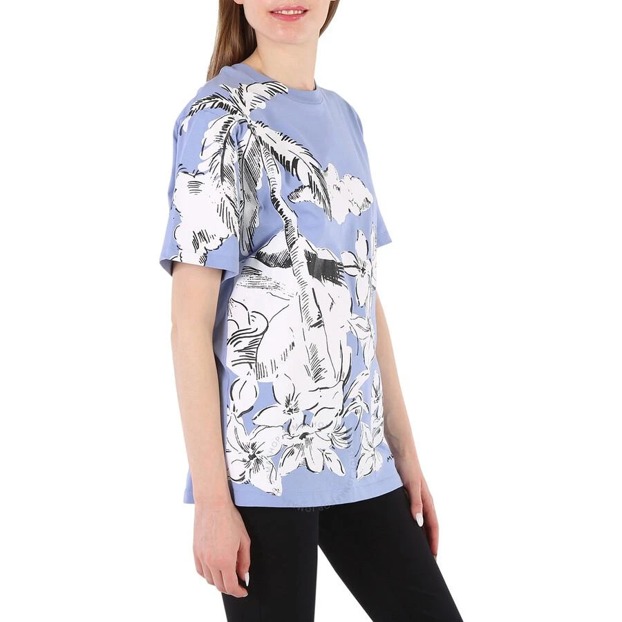 Moncler Light Blue Floral Print Cotton Crew Neck T-Shirt 2