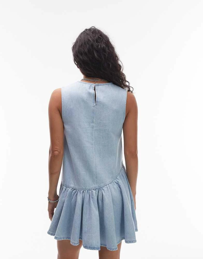 Topshop Topshop denim circle peplum mini dress in bleach 3