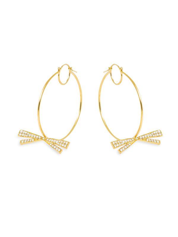 HUEB Origami 18K Yellow Gold & 0.733 TCW Diamond Bow Hoop Earrings