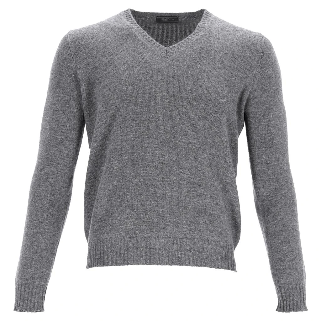Prada V-Neck Pullover in Grey Wool 1