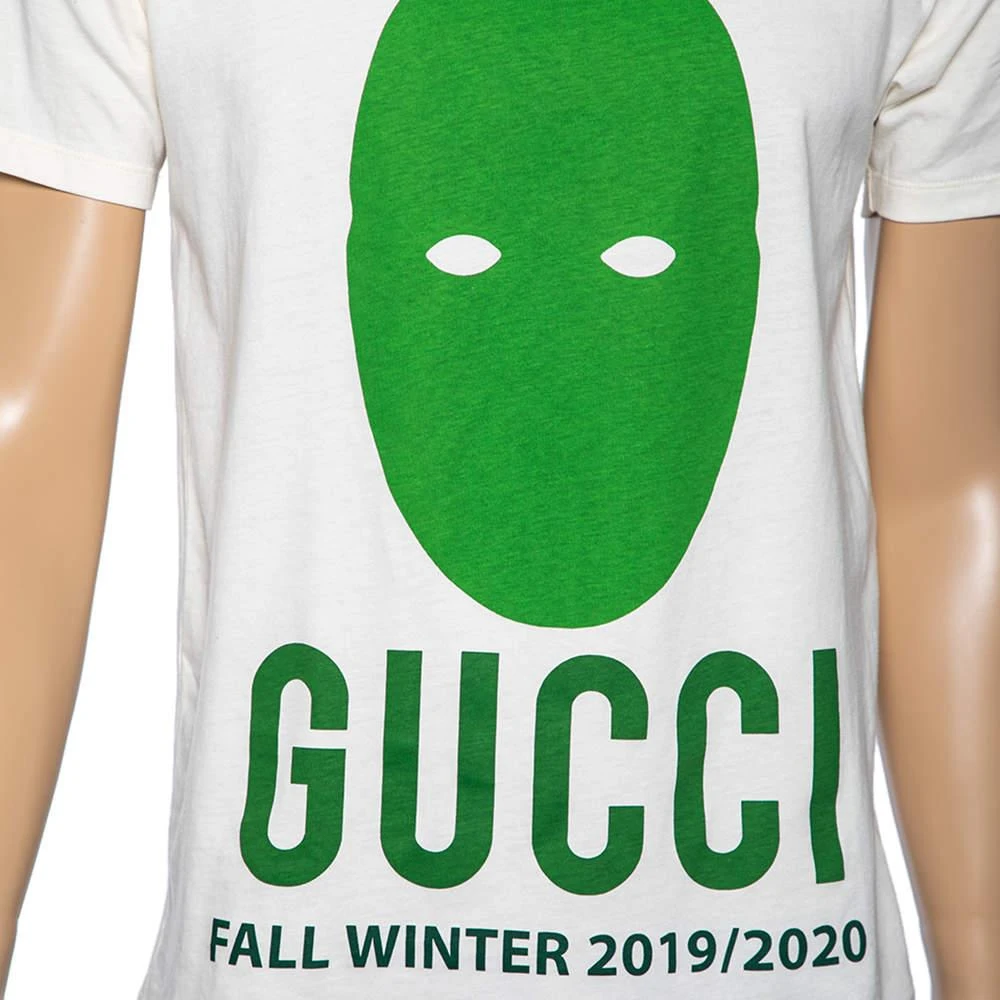 Gucci Gucci Cream Cotton Manifesto Mask Printed Crew Neck T-Shirt XS 4
