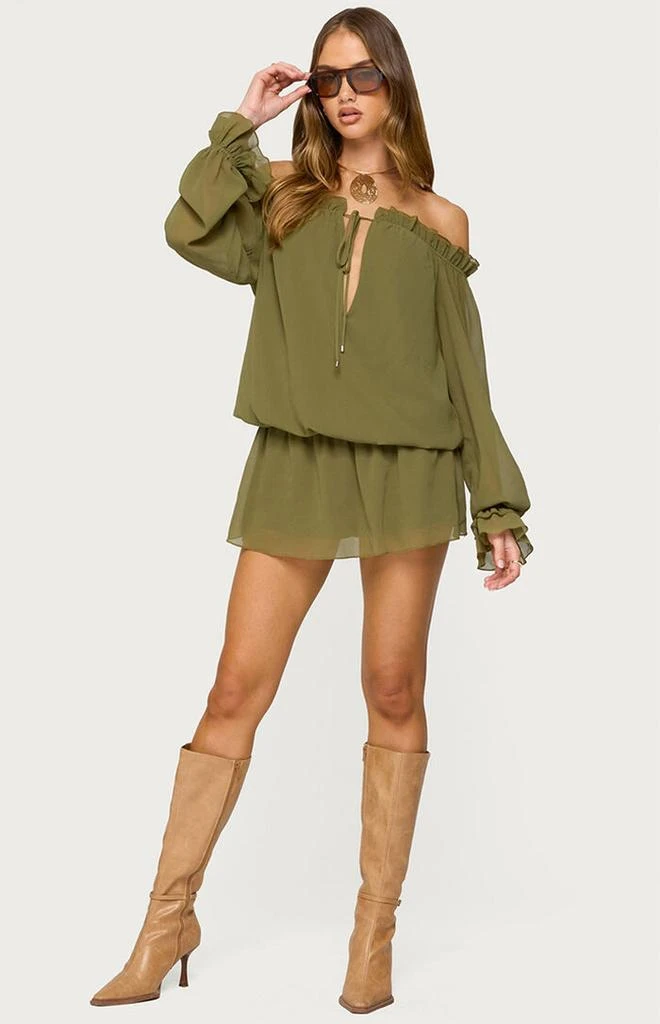 Edikted Delphine Off Shoulder Chiffon Romper 5