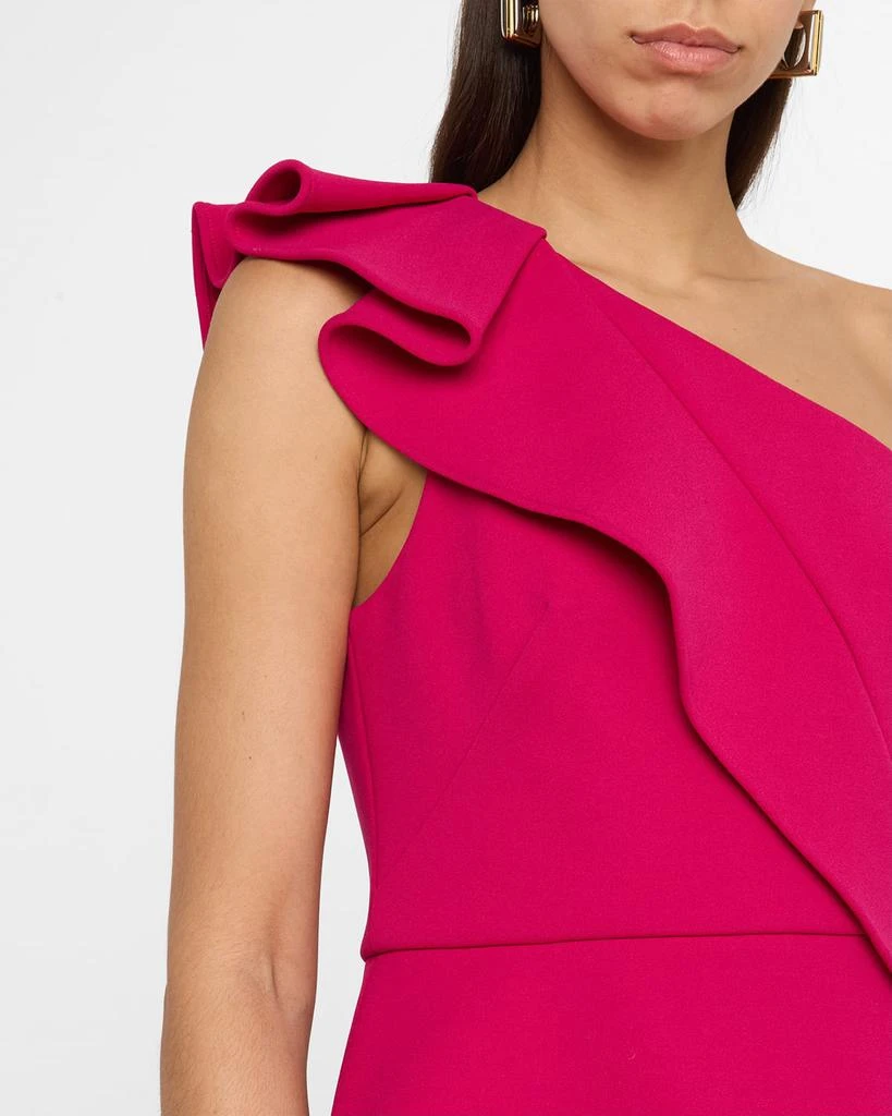 Aidan Mattox One-Shoulder Ruffle Midi Sheath Dress 4