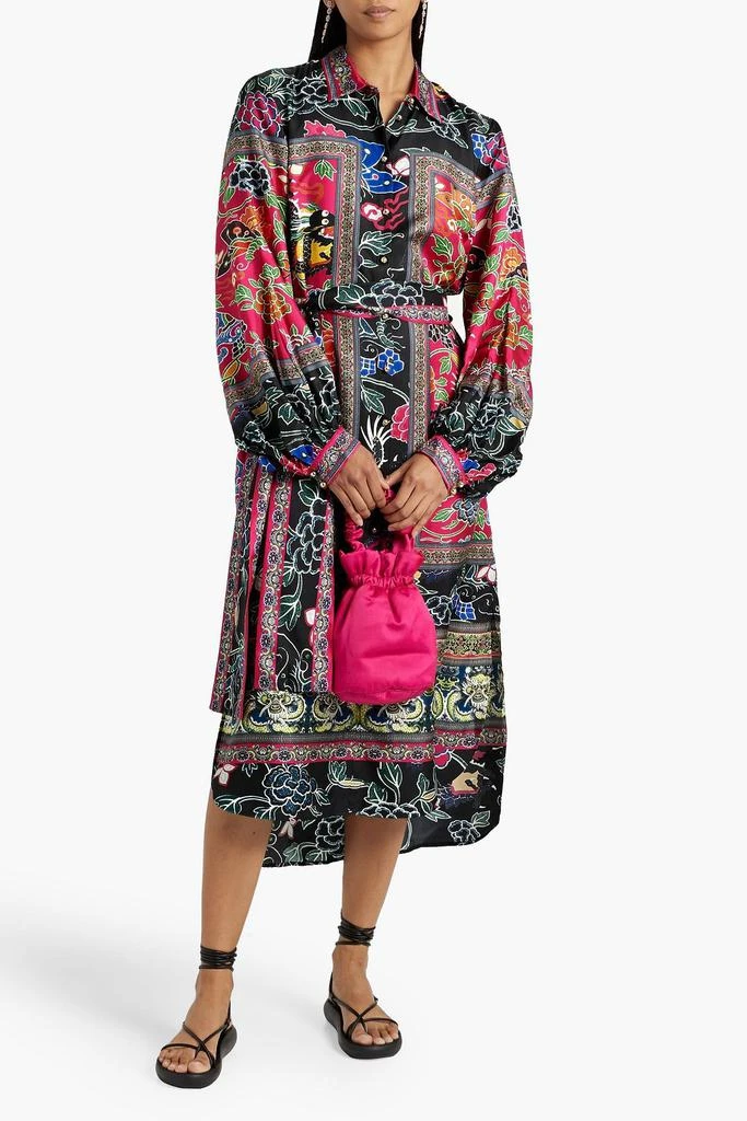 Camilla Crystal-embellished printed silk-twill midi shirt dress 2