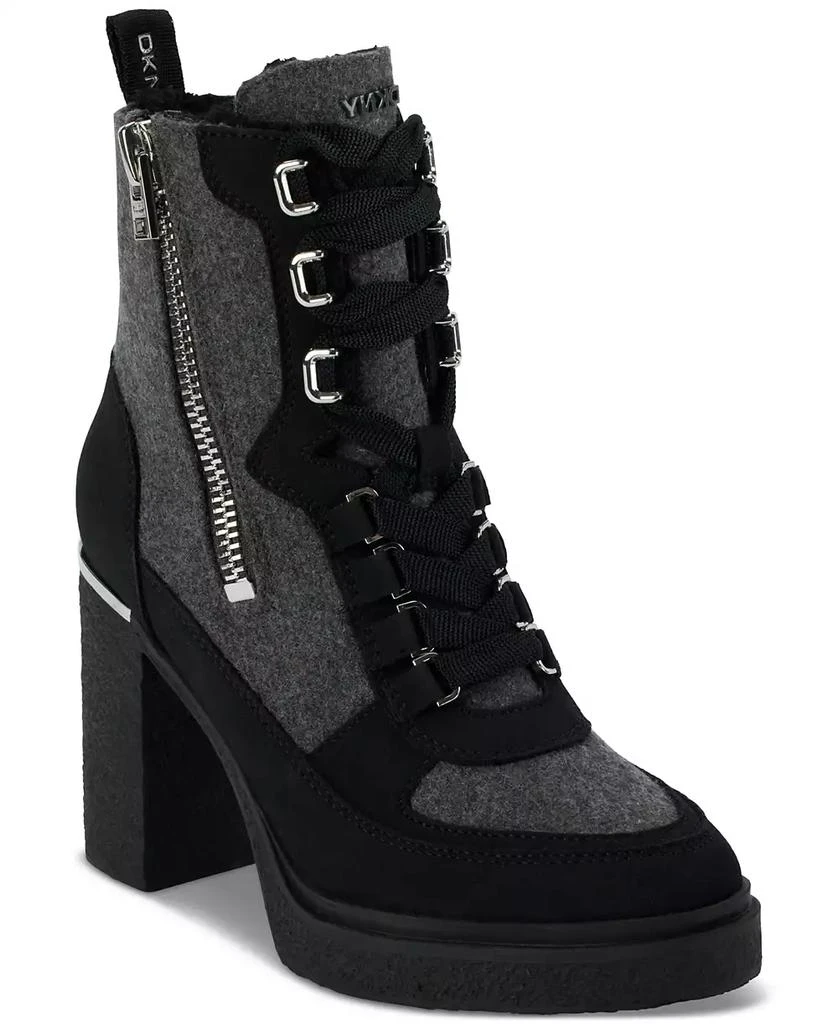 DKNY Women's Toia Lace-Up Zip Block Heel Booties 1