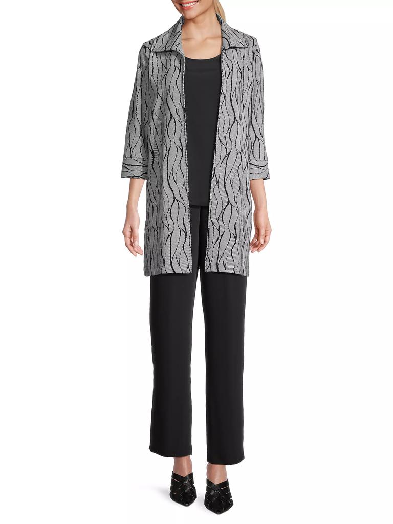 Caroline Rose Geometric Knit Longline Jacket