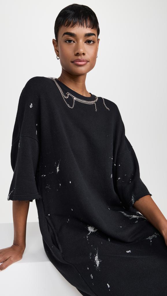 R13 Elongated T-Shirt Dress with Chains