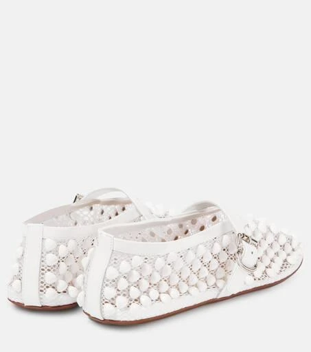 Alaïa Studded leather-trimmed mesh ballet flats 2