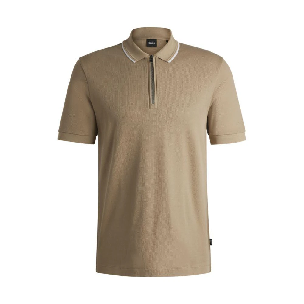 Hugo Boss Structured-cotton polo shirt with zip placket 1