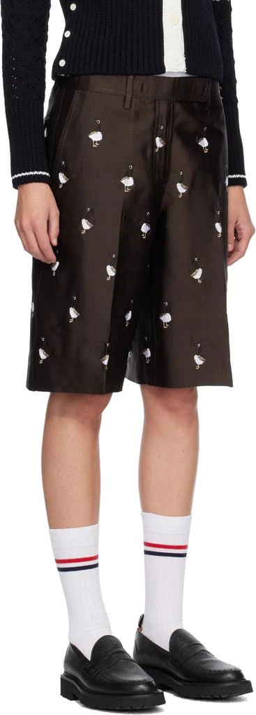 Thom Browne Brown Silk Goose Wide Leg Shorts 2