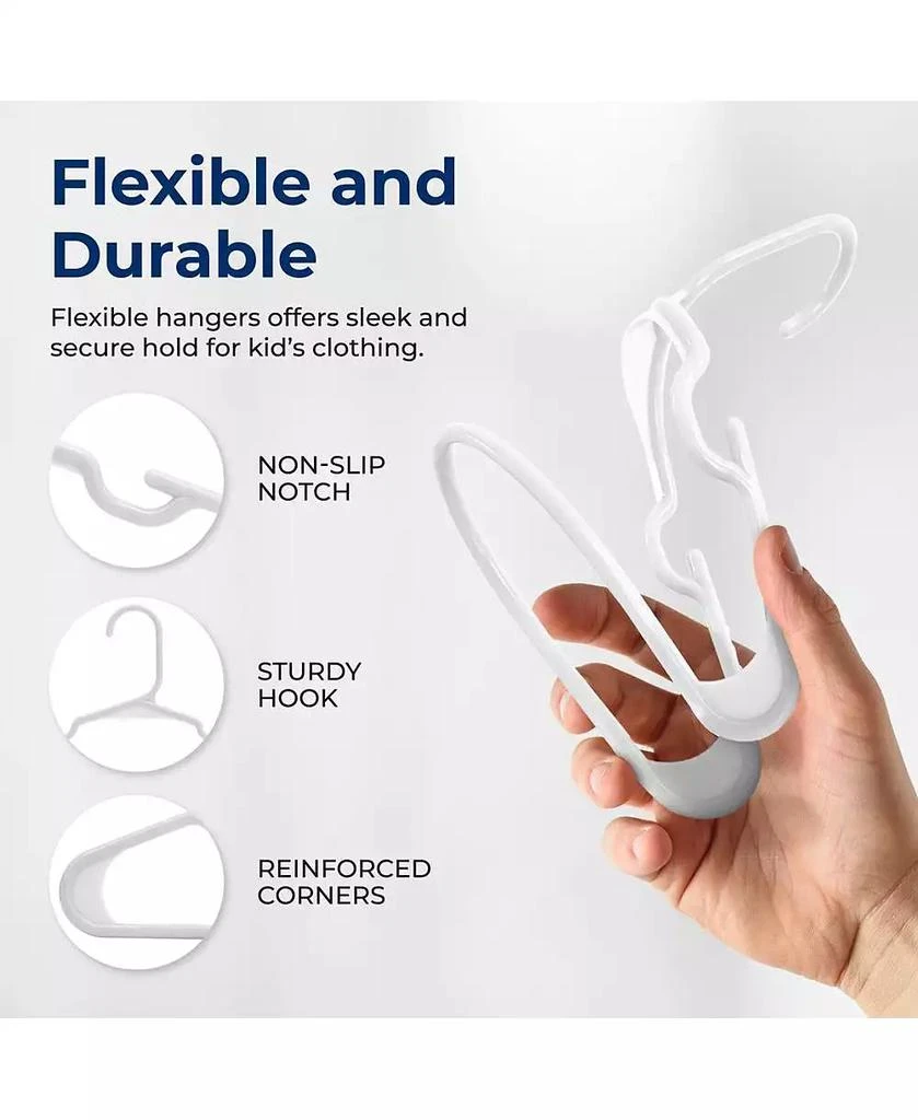 SereneLife 60 Pcs. Non-Slip Plastic Kids Hangers - Durable and Space-Saving Closet Organizers 4