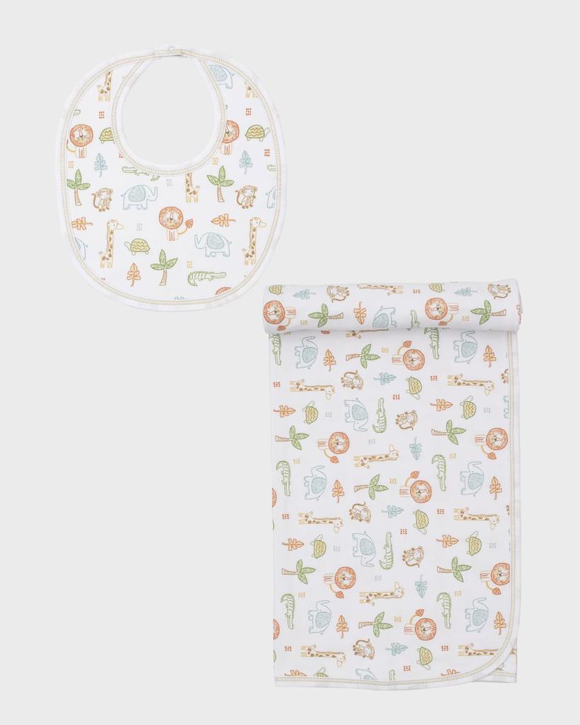 Kissy Kissy Jungle Adventure Blanket and Bib Set