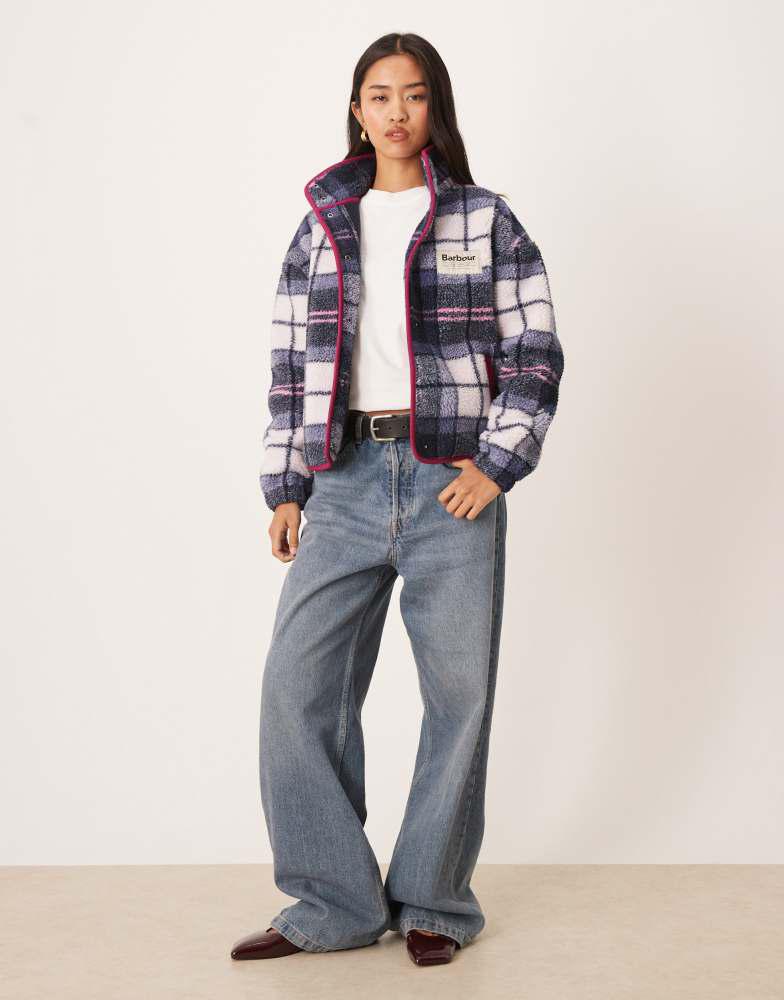 Barbour Barbour X ASOS exclusive tartan print fleece in pink/navy