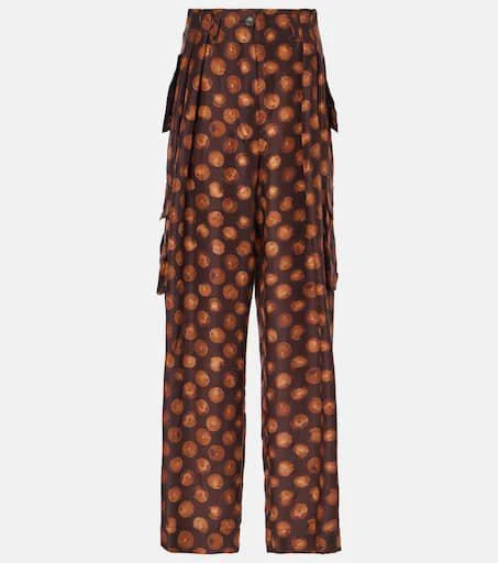 Dries Van Noten Printed silk cargo pants 1