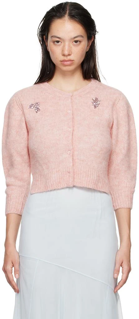 Simone Rocha Pink Cropped Alpaca Knit Cardigan 1