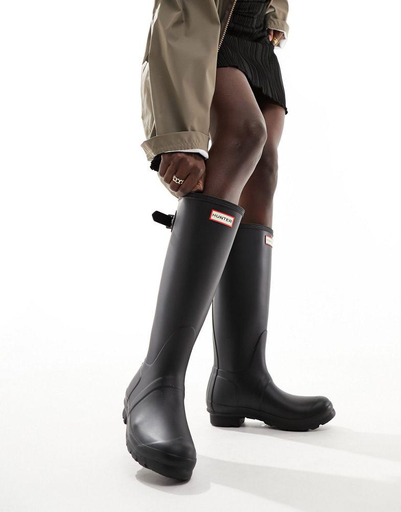Hunter Original tall back adjustable wellington boots in black