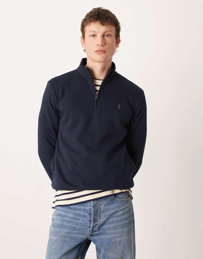 Ralph Lauren Polo Ralph Lauren icon logo lightweight double knit tech half zip sweatshirt in navy