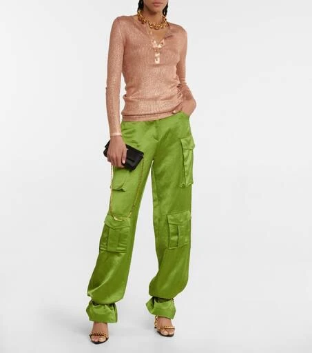 Tom Ford High-rise satin cargo pants 2
