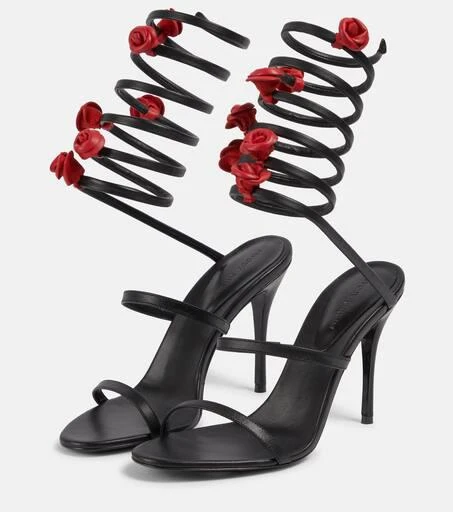 Magda Butrym Floral-appliqué satin sandals 5