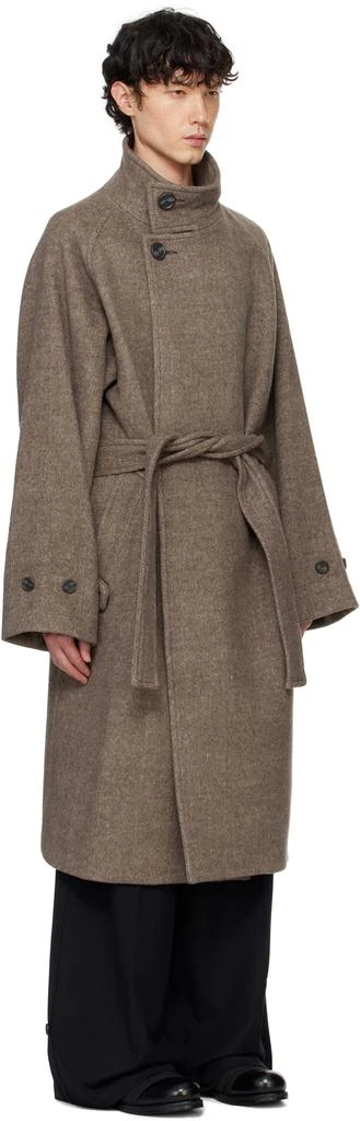 RAINMAKER KYOTO Brown Stand Collar Belted Coat 2