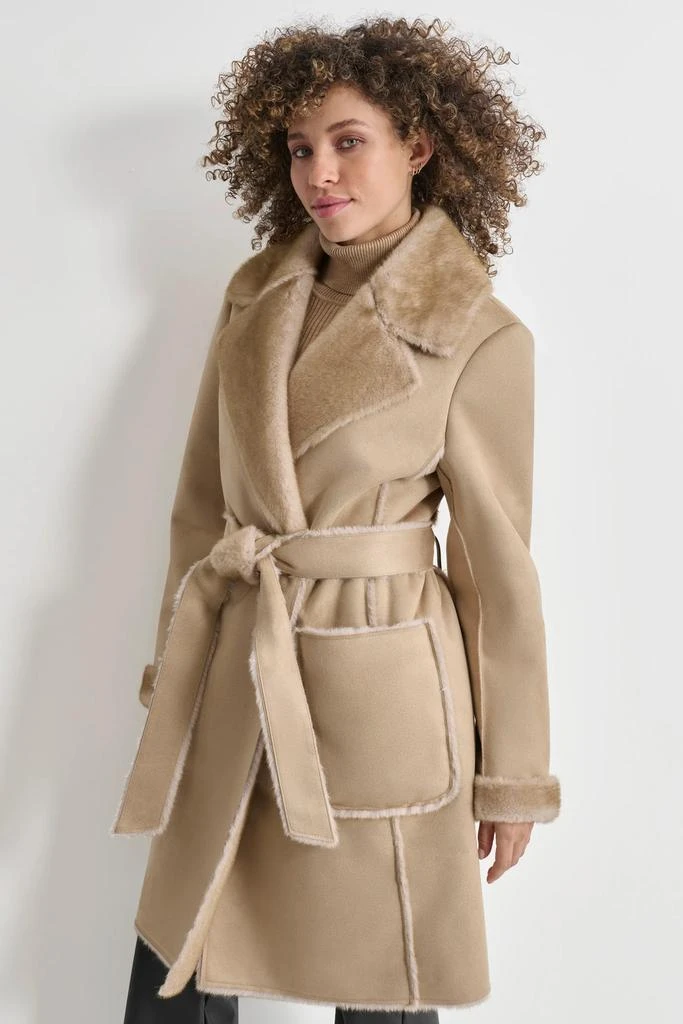 DKNY MINK BONDED SUEDE COAT 5