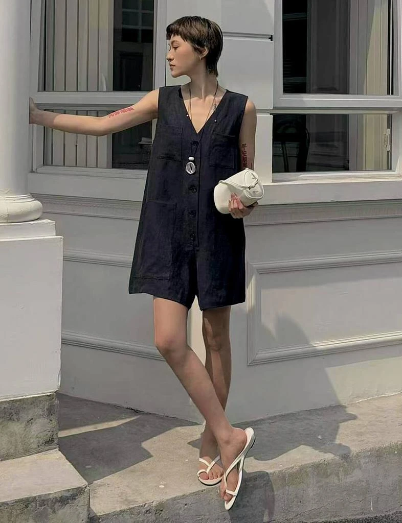 Pixie Market Linen Button Romper-PREORDER 7