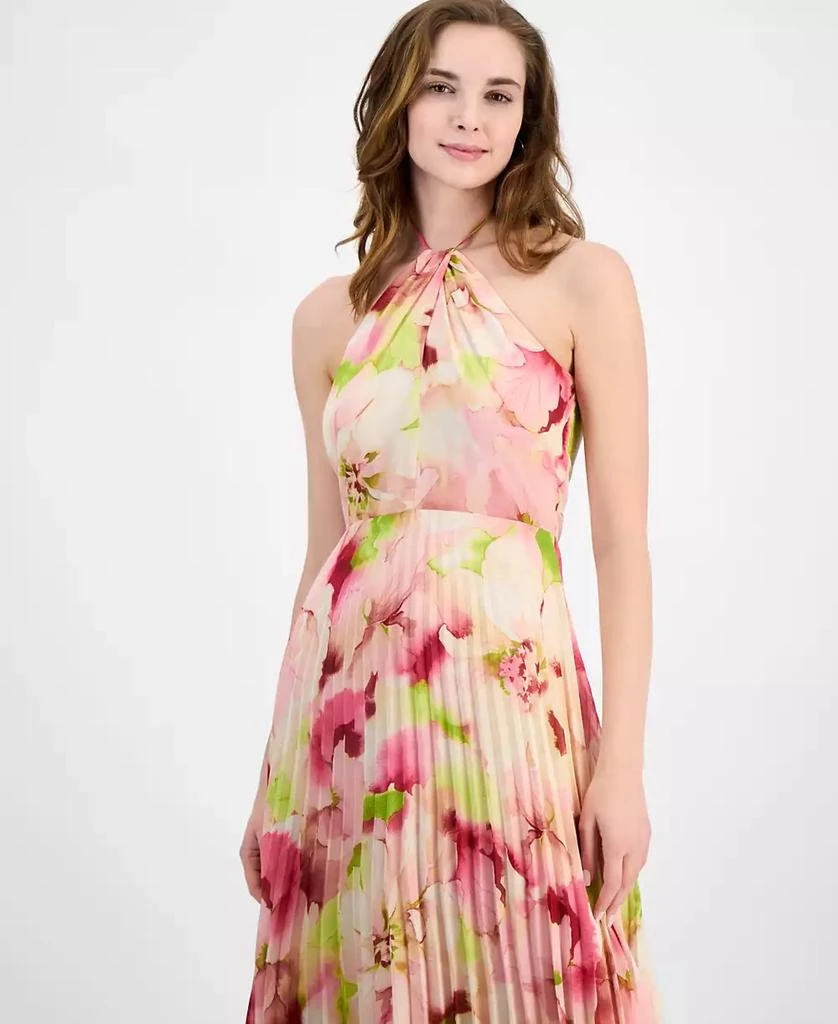 julia jordan Women's Pleated Floral Print Halter Maxi Dress 3