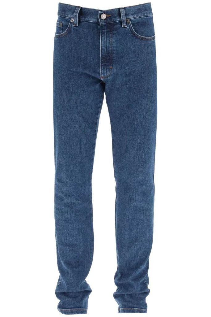 Zegna Zegna Logo Patch Straight Leg Jeans 1