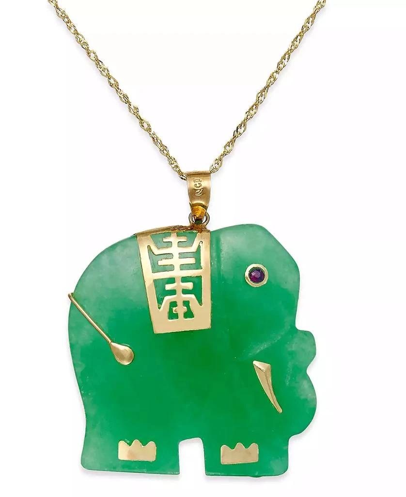 Macy
s Dyed Jade Elephant Pendant Necklace in 14k Gold (25mm)