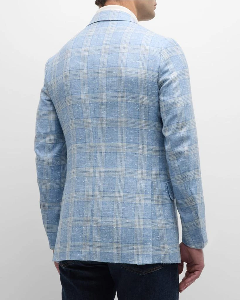 Isaia Men's Plaid Linen-Blend Sport Coat 3