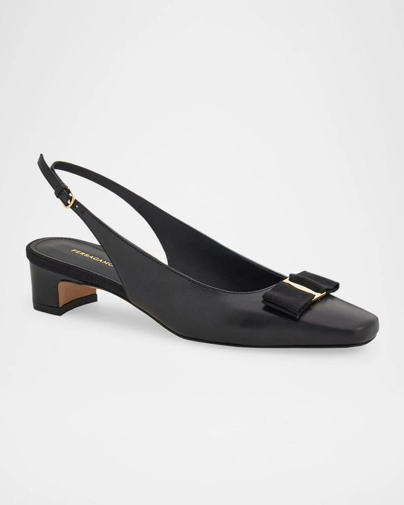 Salvatore Ferragamo Rivada Leather Bow Slingback Pumps 2