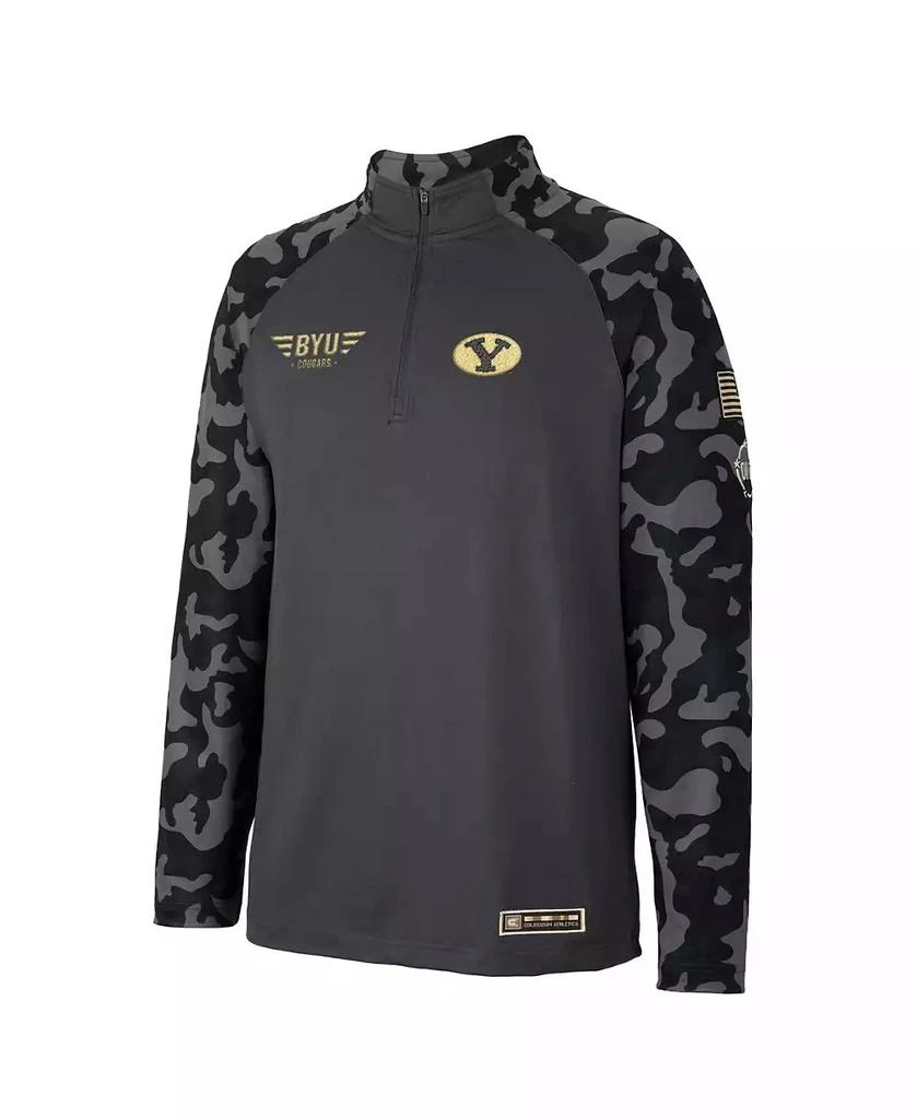 Colosseum Men's Charcoal BYU Cougars OHT Military-Inspired Appreciation Long Range Raglan Quarter-Zip Jacket 3