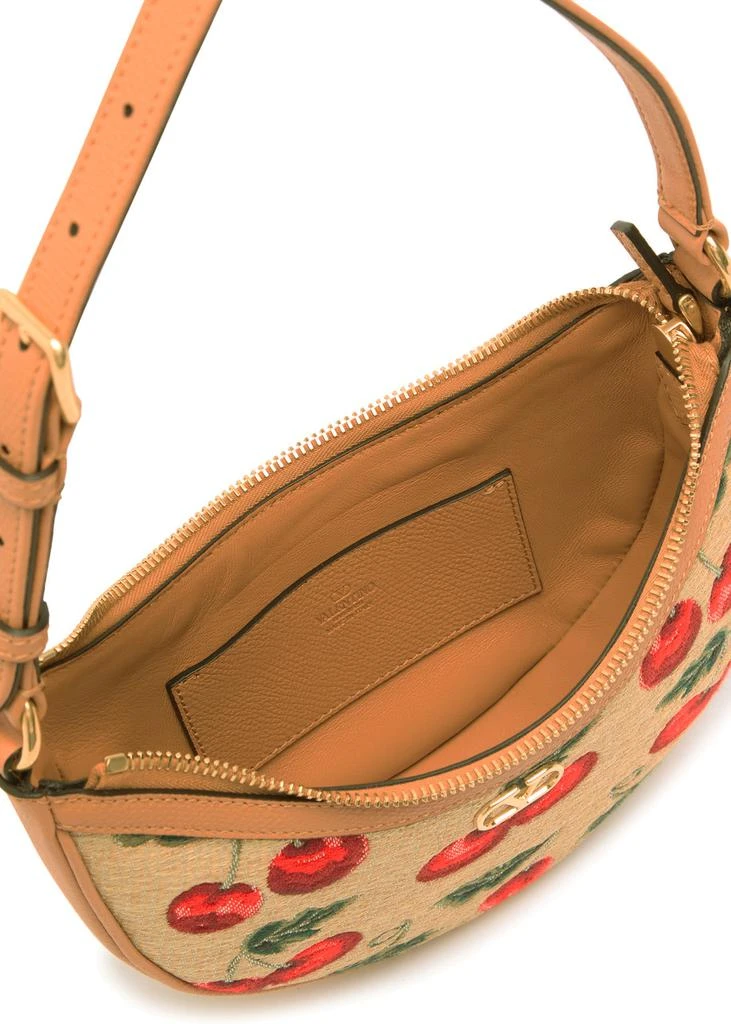 Valentino Hobo mini cherry-jacquard and leather shoulder bag 4