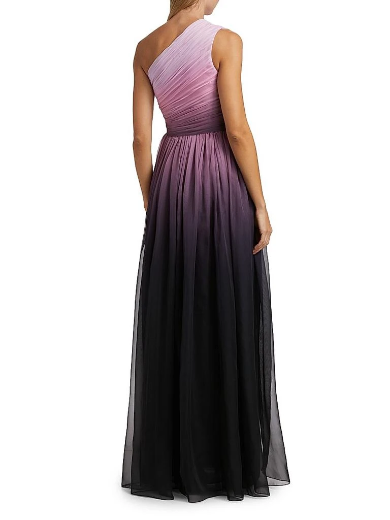 Pamella Roland One-Shoulder Ombré Chiffon Sleeveless Gown 5