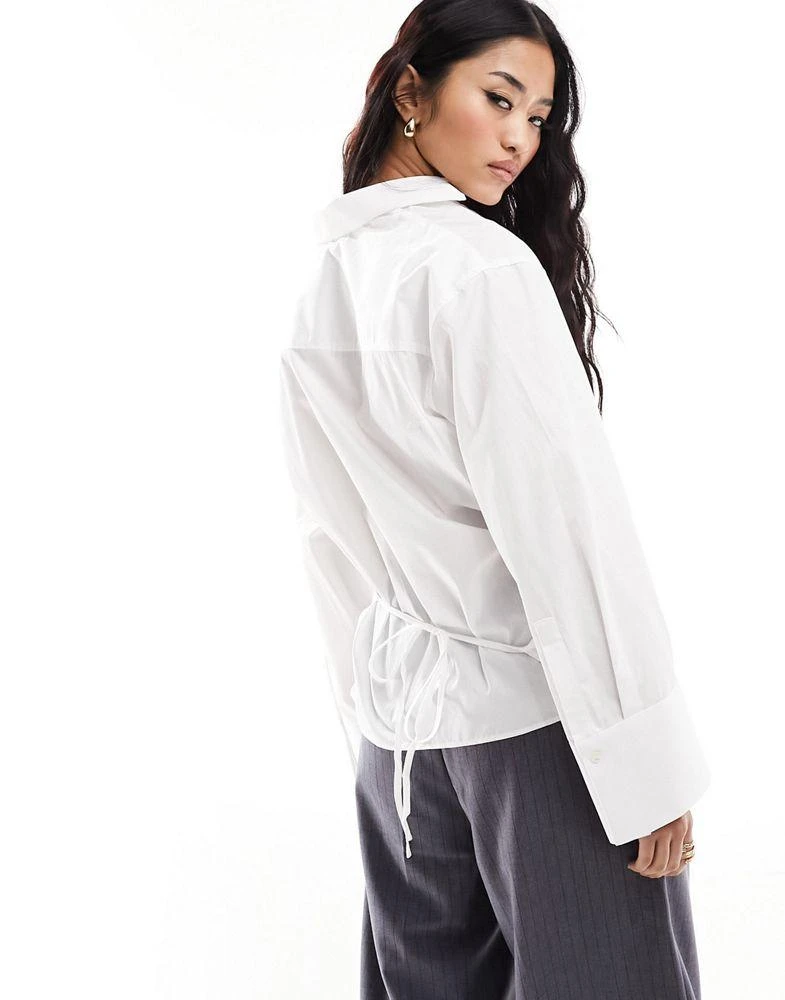 Mango Mango utility wrap detail shirt in white 3