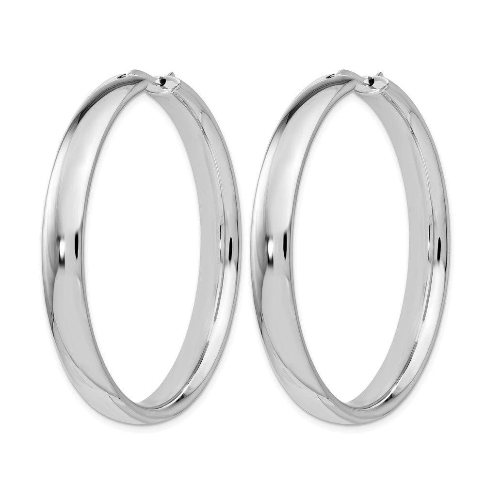 Diamond2Deal Sterling Silver 6x46mm Half Round Tube Hoop Earrings 2