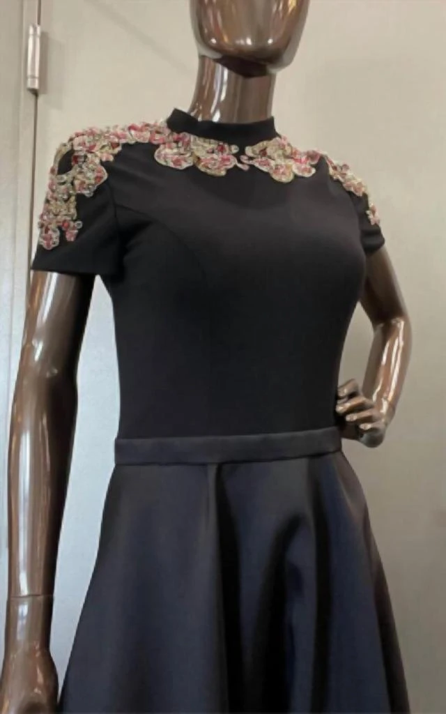 Ieena for Mac Duggal Ieena For Mac Duggal Short Sleeve Hi Low Dress In Black 3