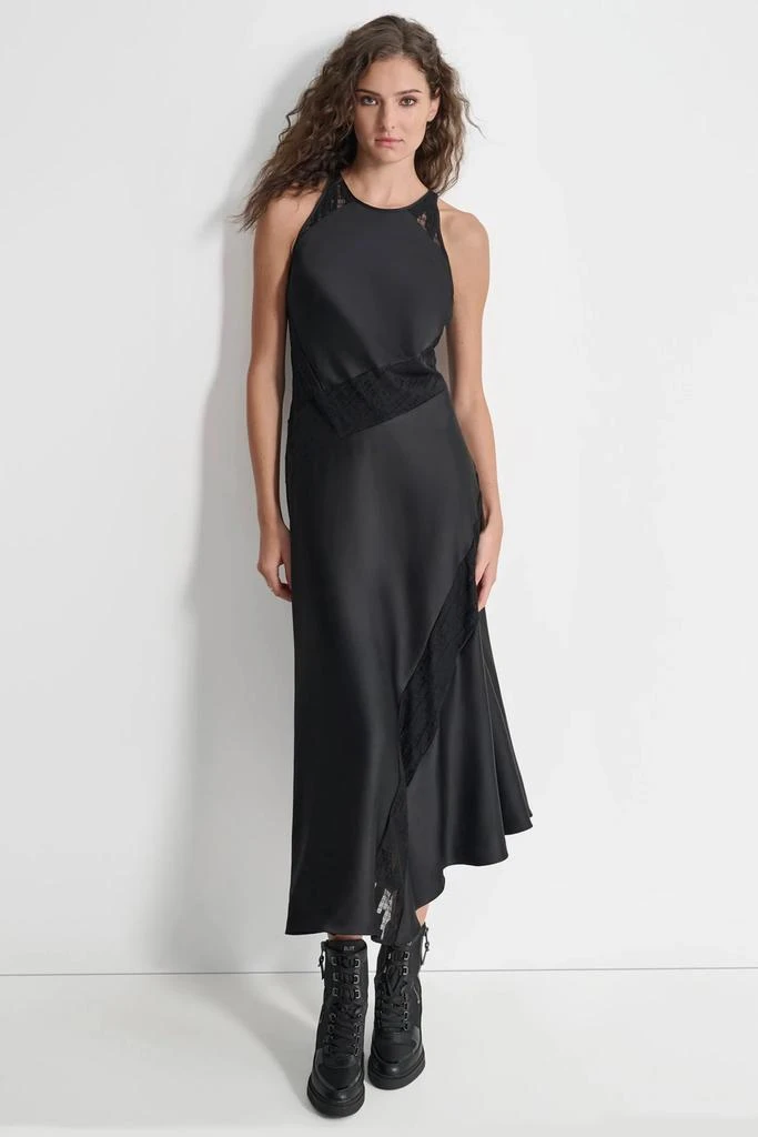 DKNY SATIN MIX LACE DRESS 1