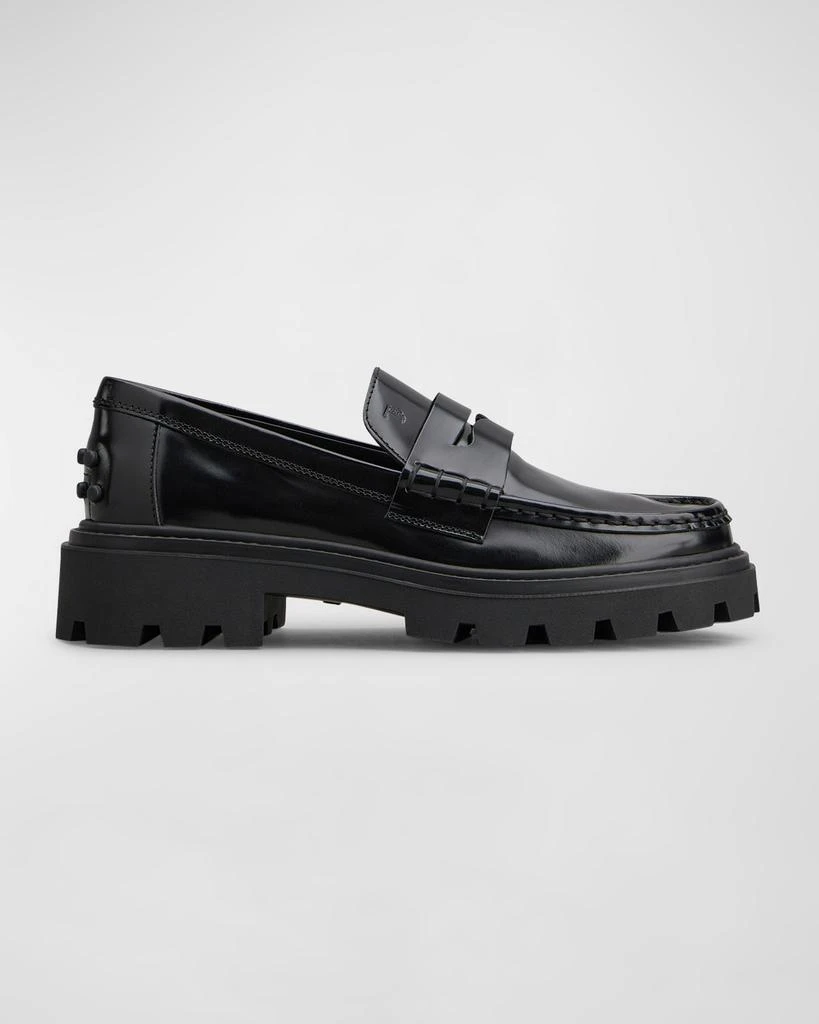 Tod's Calfskin Lug-Sole Penny Loafers 1