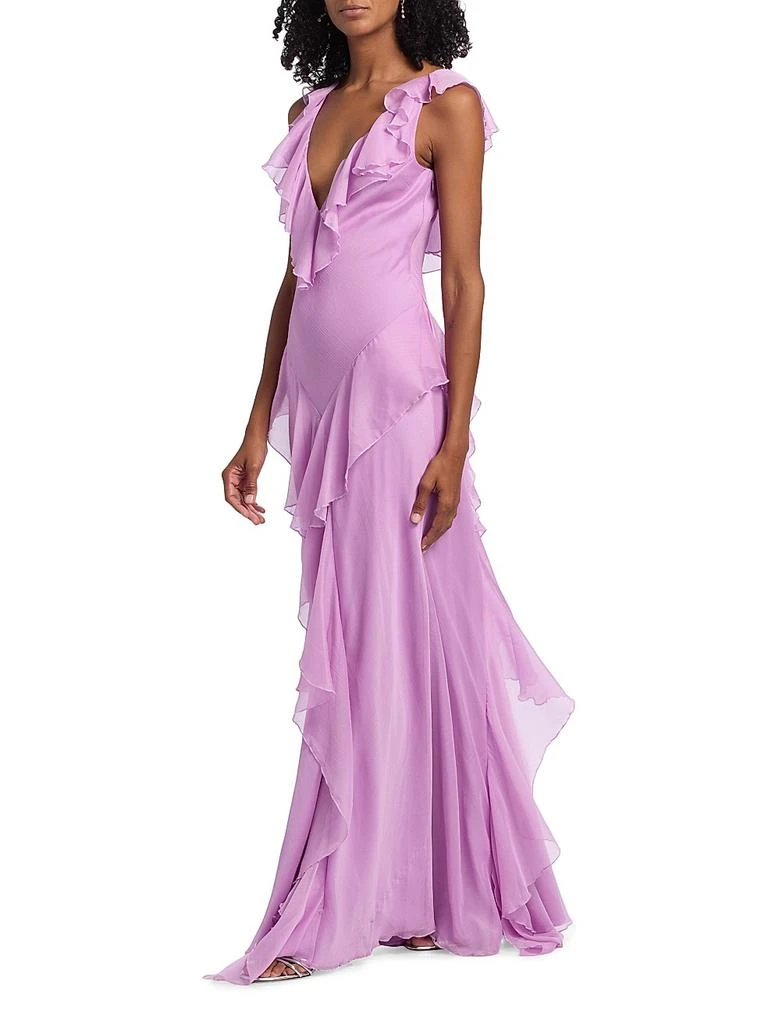 Estella Ruffled Chiffon Bias-Cut Gown  On Sale Now with Up to 31% Off |  Discover Exclusive Deals & Savings at BeyondStyle  Authentic AMUR  women's|solid|v-neck|dresses|column gown|women's  apparel|contemporary|Women's|sleeveless|floor-length with ...