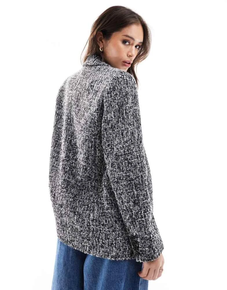 Abercrombie & Fitch Abercrombie & Fitch tweed blazer in black and white 3