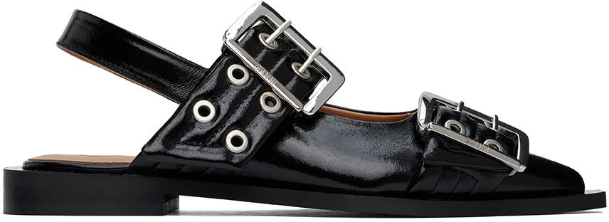 Ganni Black Feminine Buckle Ballerina Flats 1