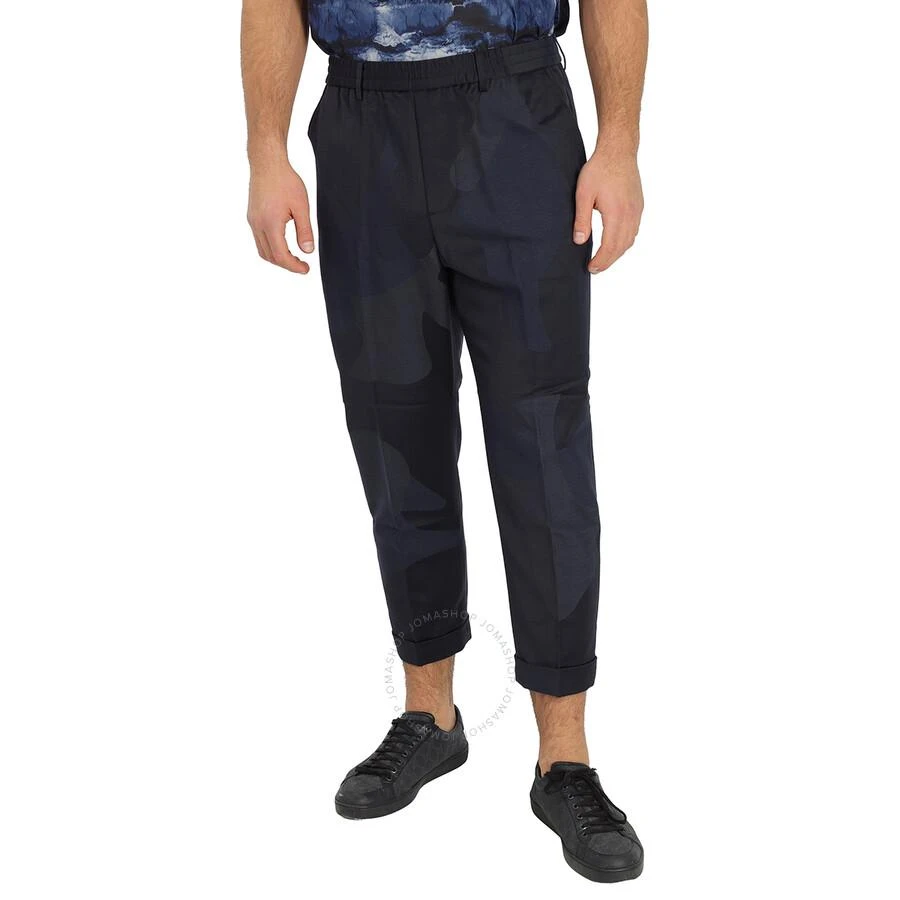 Emporio Armani Men's Blue Camouflage Pants In Wool Blend 1